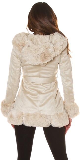 Winter jacket with faux-fur Details Beige
